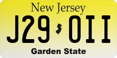 NJ license plate J29OII