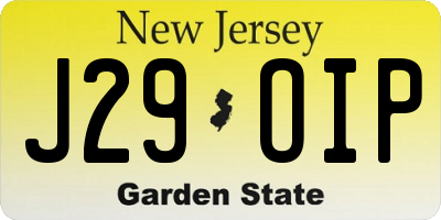 NJ license plate J29OIP