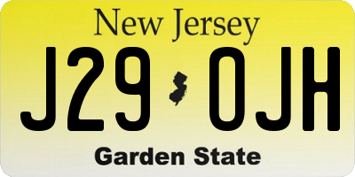NJ license plate J29OJH