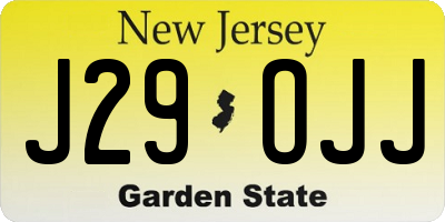 NJ license plate J29OJJ