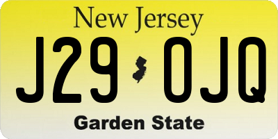 NJ license plate J29OJQ