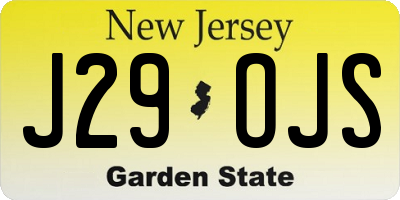 NJ license plate J29OJS