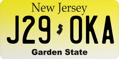 NJ license plate J29OKA