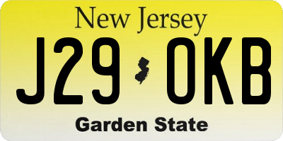 NJ license plate J29OKB