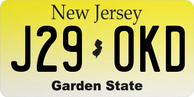 NJ license plate J29OKD
