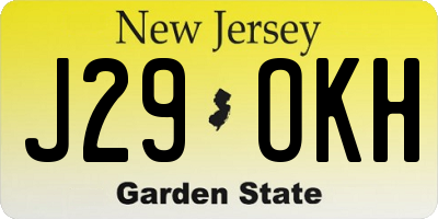 NJ license plate J29OKH