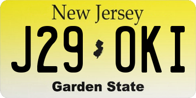 NJ license plate J29OKI