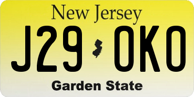NJ license plate J29OKO