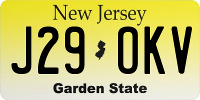 NJ license plate J29OKV