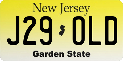 NJ license plate J29OLD