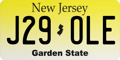 NJ license plate J29OLE