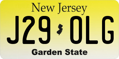 NJ license plate J29OLG