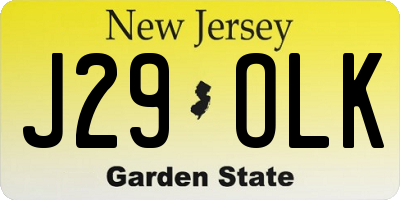 NJ license plate J29OLK