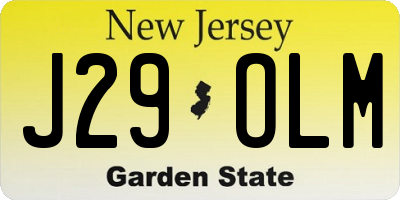 NJ license plate J29OLM