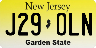 NJ license plate J29OLN