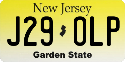 NJ license plate J29OLP