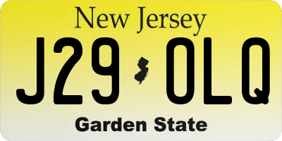 NJ license plate J29OLQ