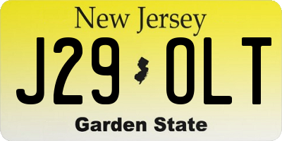 NJ license plate J29OLT