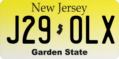 NJ license plate J29OLX