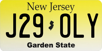 NJ license plate J29OLY