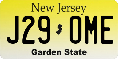 NJ license plate J29OME