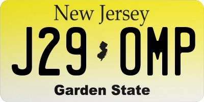 NJ license plate J29OMP