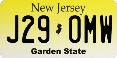 NJ license plate J29OMW