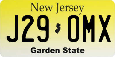 NJ license plate J29OMX