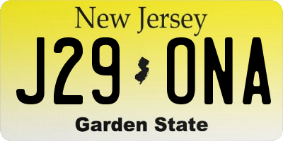 NJ license plate J29ONA