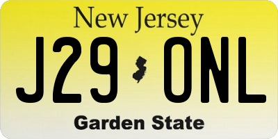 NJ license plate J29ONL