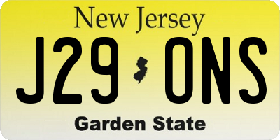 NJ license plate J29ONS