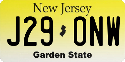NJ license plate J29ONW