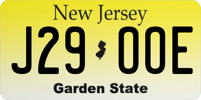 NJ license plate J29OOE