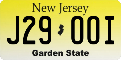 NJ license plate J29OOI