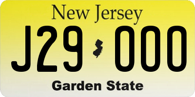 NJ license plate J29OOO