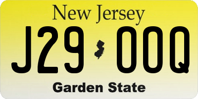 NJ license plate J29OOQ