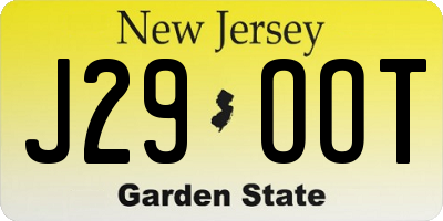 NJ license plate J29OOT