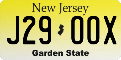 NJ license plate J29OOX