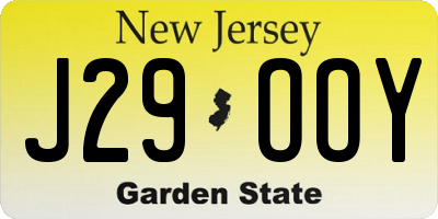 NJ license plate J29OOY