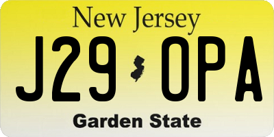 NJ license plate J29OPA