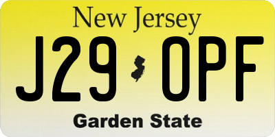NJ license plate J29OPF