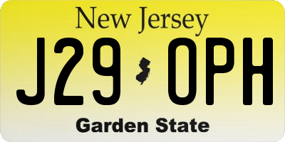 NJ license plate J29OPH
