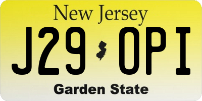 NJ license plate J29OPI