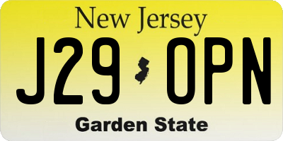 NJ license plate J29OPN
