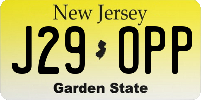 NJ license plate J29OPP