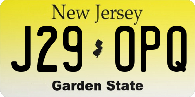 NJ license plate J29OPQ