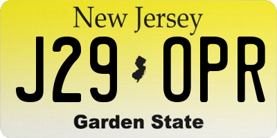NJ license plate J29OPR