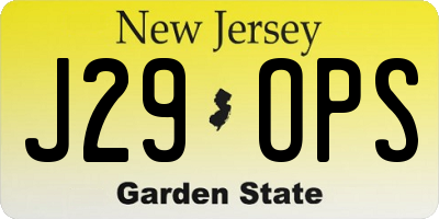 NJ license plate J29OPS