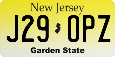 NJ license plate J29OPZ