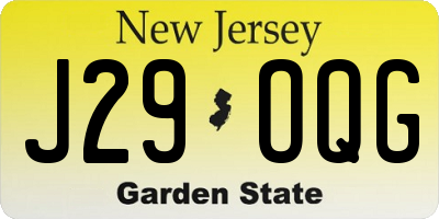 NJ license plate J29OQG